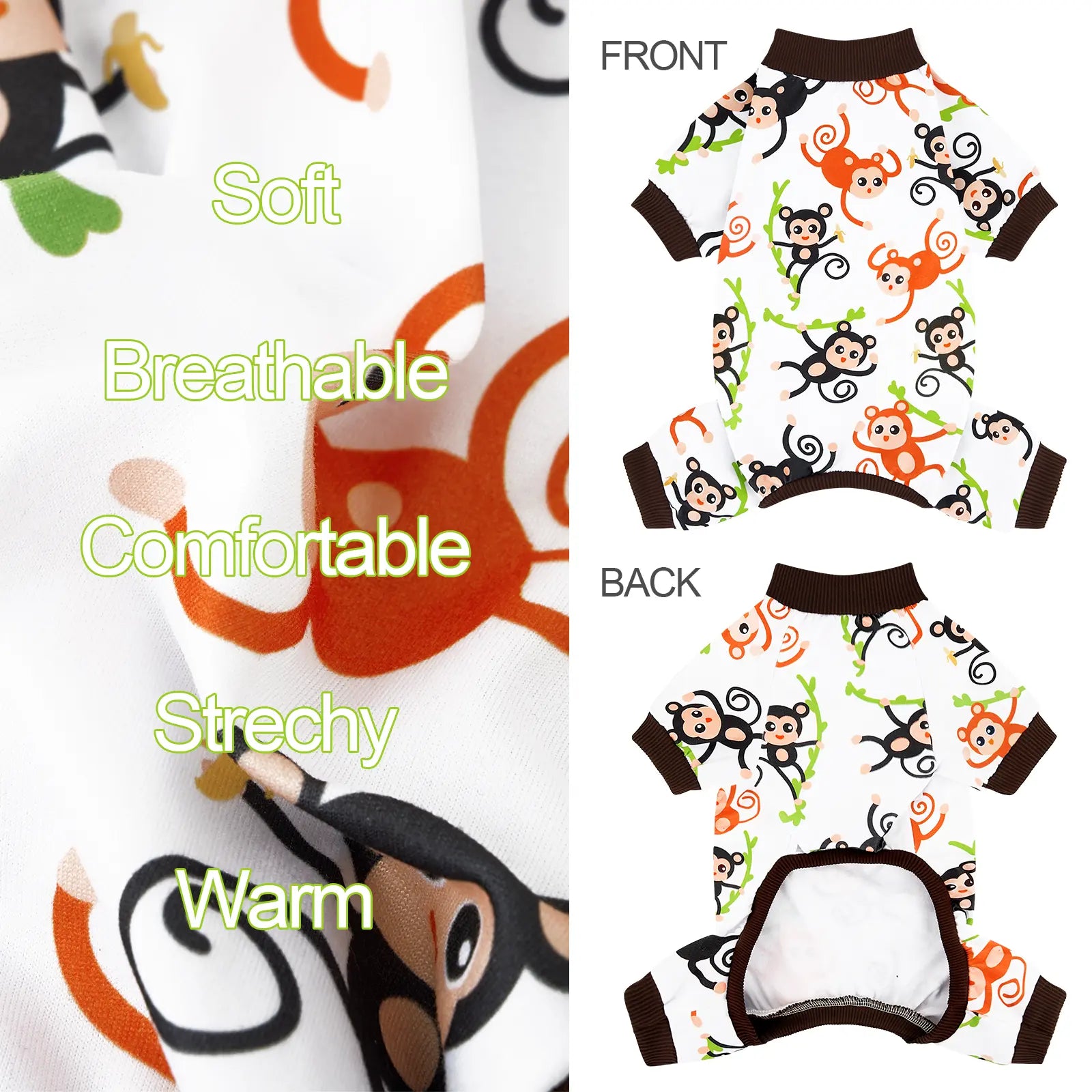 4-Piece Soft Dog & Cat Clothing, Breathable Sleepwear with Playful Avocado, Monkey, Dinosaur Animal Print, Universal-Fit Comfortable Pet Apparel Summervibes Petlovers Costume