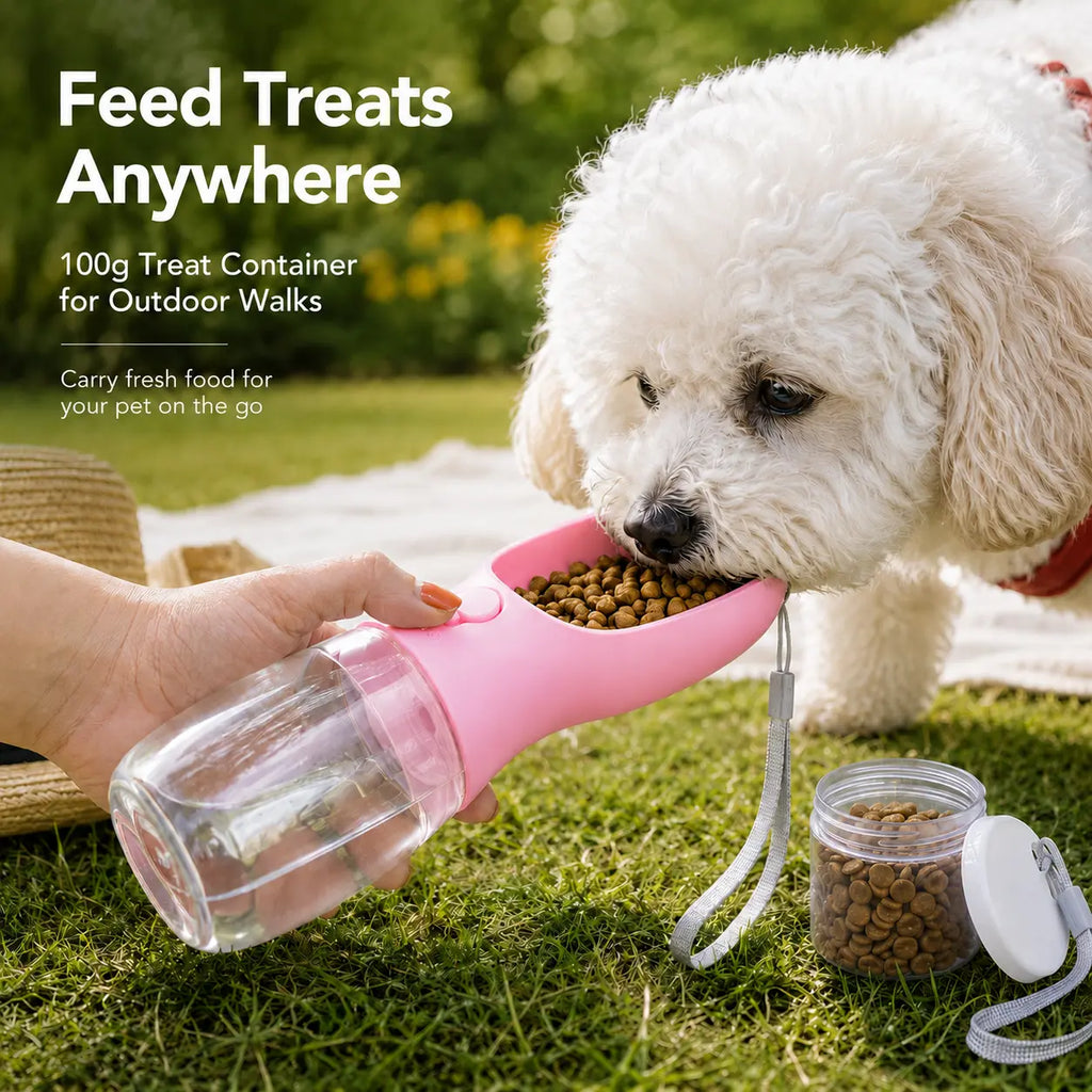 Dog Water Bottle with Food Container, Travel Puppy Water Bowl, Portable Pet Dispenser, Dog Stuff Accessories Items, Automatic Feeder Feeding, Puppy Essentials Necessities for Yorkie Chihuahua Cat Walking and Hiking summerwins