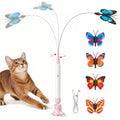Spinning Butterfly Cat Toy Wand – Rechargeable Electric Touch-Activated Interactive Cat Teaser with Suction Cup, Self-Play & Handheld Modes, Durable Automatic Play for Indoor Kittens and Cats #SummerVibes #petlovers