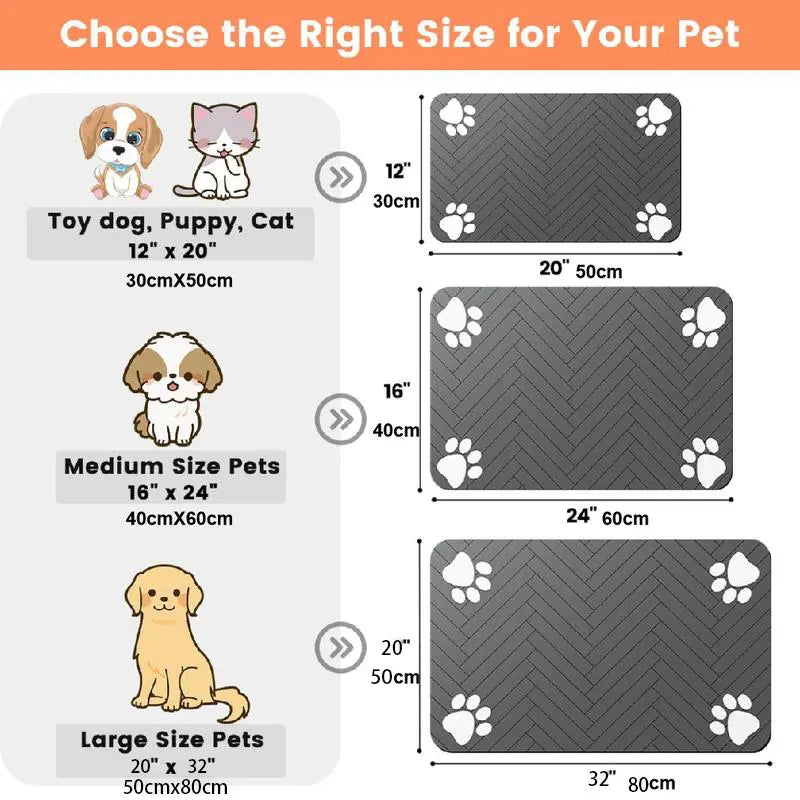 Quick-Drying Absorbent Pet Feeding Mat for Dogs and Cats, Non-Slip Rubber Bottom, Dark Polyester Surface for Indoor Use thin cold lightweight blanket small large tiktokshopspringglowup SummerVibes petlovers