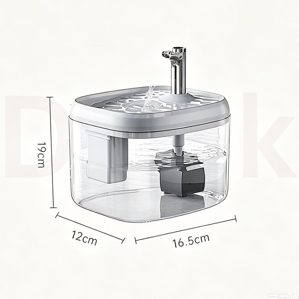 1.5L USB Cat Water Fountain, Automatic Pet Drinking Dispenser with Filter, Transparent Gray Circulating Fresh Water Bowl for Cats & Small Dogs