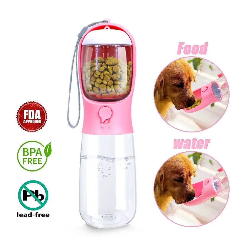 Dog Water Bottle with Food Container, Travel Puppy Water Bowl, Portable Pet Dispenser, Dog Stuff Accessories Items, Automatic Feeder Feeding, Puppy Essentials Necessities for Yorkie Chihuahua Cat Walking and Hiking summerwins