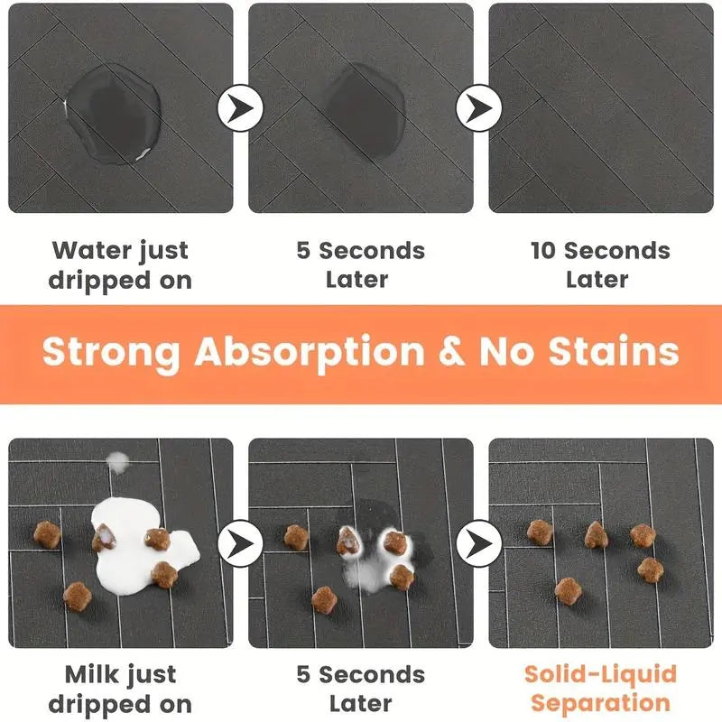 Quick-Drying Absorbent Pet Feeding Mat for Dogs and Cats, Non-Slip Rubber Bottom, Dark Polyester Surface for Indoor Use thin cold lightweight blanket small large tiktokshopspringglowup SummerVibes petlovers