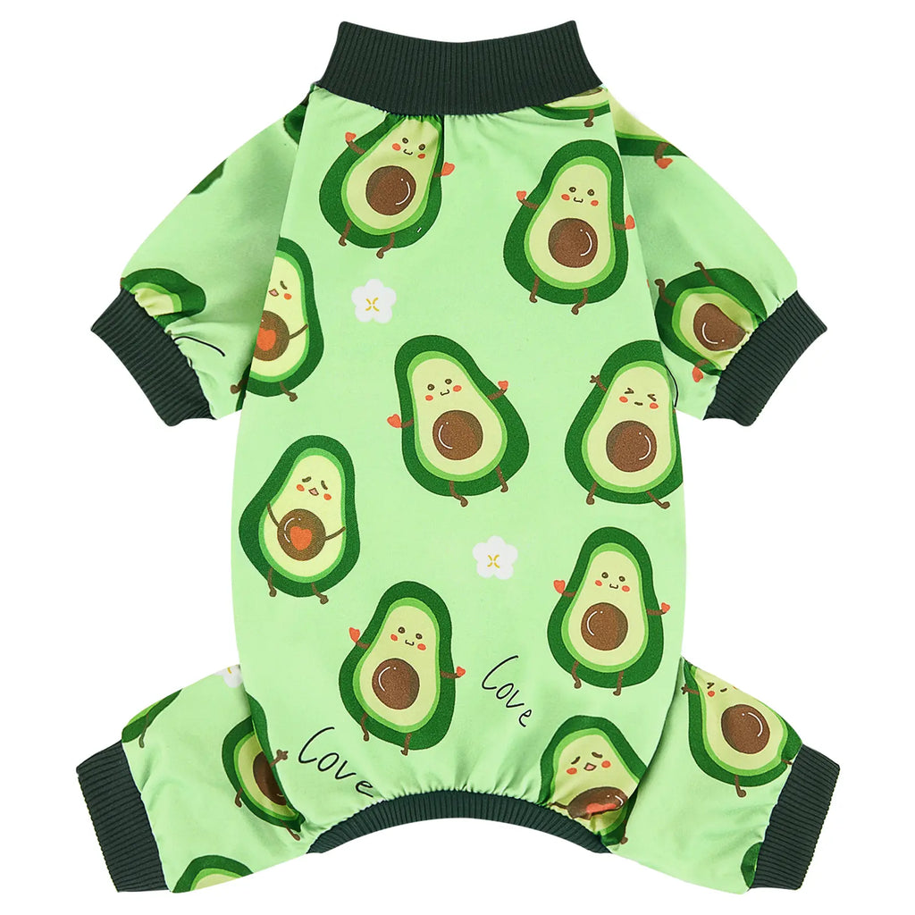 4-Piece Soft Dog & Cat Clothing, Breathable Sleepwear with Playful Avocado, Monkey, Dinosaur Animal Print, Universal-Fit Comfortable Pet Apparel Summervibes Petlovers Costume
