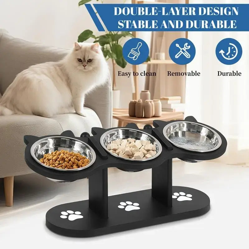 Multi-Layer Elevated Cat Feeder with Pet Food and Water Bowls, Includes 3 Stands, Easy-to-Assemble and Portable Design, Ideal for Multiple Cats tiktokshopspringglowup SummerVibes petlovers